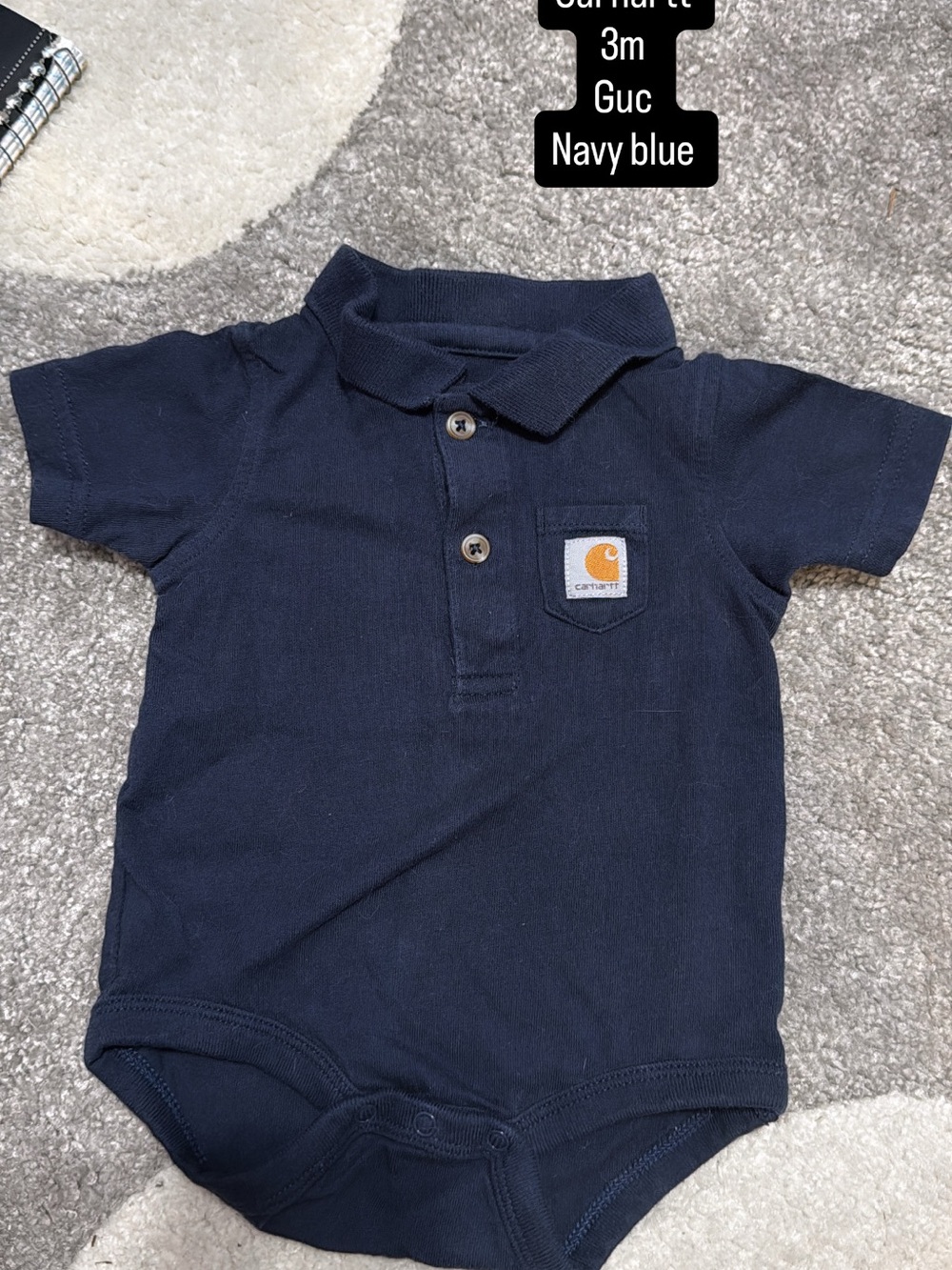 Carhartt Navy Baby Polo Onesie